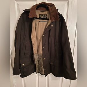 Olive men’s Barbour waterproof jacket
